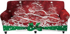 FKELYI Xmas Tree Snowflake Pattern Christmas Decor Stretch Sofa Slipcover Soft Comfort Cushion Cover Washable Furniture Protector-XL
