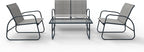 Mapleleaf 4 Pieces Rattan Patio Furniture Set, Outdoor Wicker Conversation Sofa Set, Rattan Chair and Glass Coffee Table for Yard, Pool or Backyard (Grey)