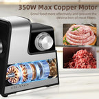 Electric Meat Grinder, 350W （MAX2800W）Heavy Duty Stainless Steel Food Grinder with Sausage Stuffer Tubes & Kubbe Kit, 3 Grinding Plates for Home Kitchen Use