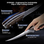 Fillet Knife, Razor Sharp 7.2 Inch Boning Knife, High Carbon Stainless Steel Filet Knives with High Flexibility, Wooden Handle, Full Tang Damascus Pattern Fishing Knives, Ideal Gift