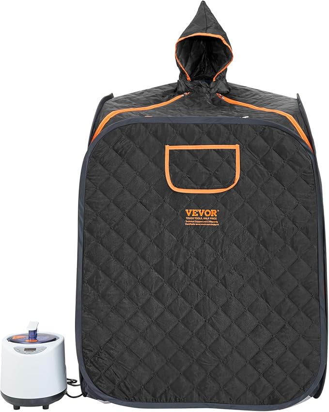 VEVOR Portable Personal Steam Sauna Spa Tent with 1200 Watt Steam Generator, with Chair & Storage Bag, Home Therapeutic Sauna Blanket for Detox Relaxation, Time & Temperature Remote Control, Black