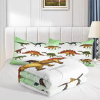 CVHOUSE Dinosaur Bedding Set,Dinosaur Comforter,Dinosaur Comforter Set Full,Microfiber Quilt Set with 1 Comforter and 2 Pillow Cases- 3 Piece
