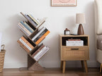 Labcosi 5 Tier Tree Bookshelf, Floor Standing Wood Tree Bookcase, Book Storage Rack for Books/CDs, Book Organizer Shelves for Home Office, Bedroom, Living Room