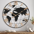 20 Inch Large Wall Clock for Living Room Decor,Big Modern Decorative Silent World Map Metal Wall Clock with Vintage Gold Roman Numeral for Office,Living Room,Kitchen,Dining Room