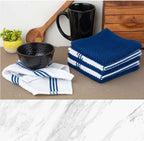 LANE LINEN Tea Towels - 16 Pc Set with Silicone Oven Mitts and Pot Holders, Cotton Kitchen Towels, Absorbent Dish and Hand Towels - Indigo