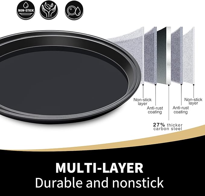 Round Cake Pan, 10 Inch Cake Pan Giant Shollow Baking Pan Round Sheet Cake Tray Pan for Christmas Baking