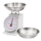 MARLIZ Small Retro Kitchen Scale 4.4Lb/2Kg with 2 Bowls White |Mechanical dial Scale| Vintage | Pesa para alimentos| bascula de cocina|Bakers Scale