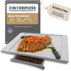 Karving King Plus Large Cutting Board - Juice Groove, Spikes & Drip Tray