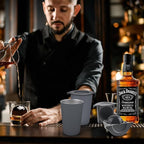 Clear Ice Cube Maker 2.5 Inch, Sphere Ice Ball Molds for Whiskey, Stainless Steel Clear Ice Mold with Non-BPA Silicone, Easy-Release Round Ice Cube Tray for Cocktails Bourbon (2 Pack, Gray)