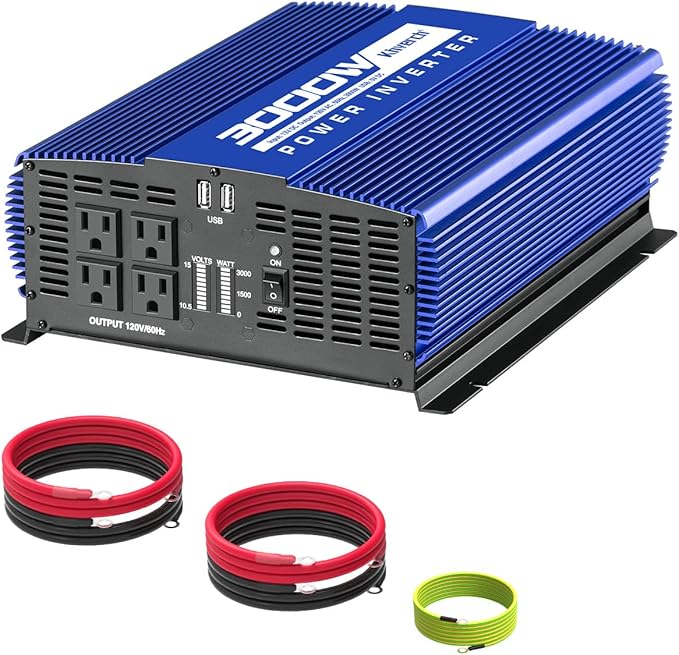 3000W Power Inverter 12V DC to 110V AC Car Battery Inverter with 4 AC Outlets /2 USB Port, Car Inverter for Home/Truck/Boat/RV Power Inverters for Vehicles