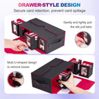 Commander Deck Box for MTG, 6-Deck Modular Card Case with Dice Tray Holds 600+ Double-sleeved Cards, Removable Trading Cards Storage Box with 35PT Magnetic Card Holders for TCG, Black Red