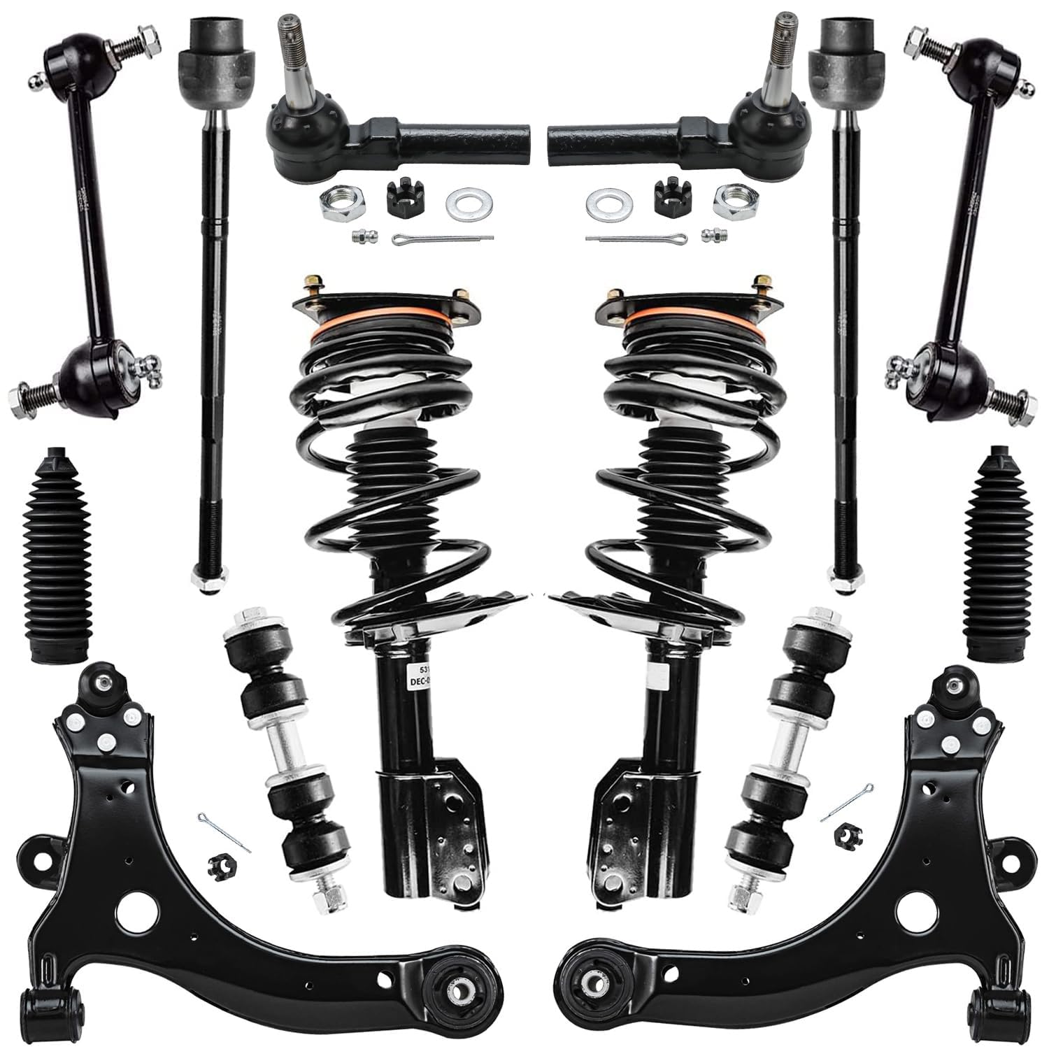 Detroit Axle - Front End 14pc Suspension Kit for Chevy Impala Monte Carlo Buick LaCrosse Regal Century Allure, Struts Control Ar