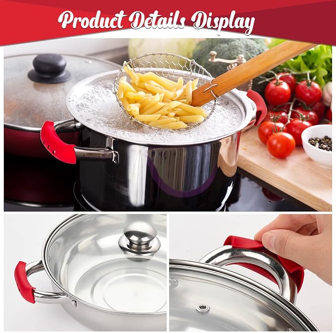 8 Pcs Cast Iron Handle Cover, Silicone Hot Handle Holder | Heat Resistant Cast Iron Skillet Covers Potholder for Frying Pans and Griddles Kitchen Supplies under 400℉