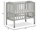 2 in 1 Folding Portable Crib in Cool Grey, Greenguard Gold Certified , 40x26x38 Inch (Pack of 1)