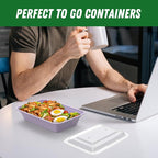 50 Pack (100-Piece) 32 oz Meal Prep Containers with Easy Open Lids, Lilac | Sturdy Leakproof & Food Safe, Microwave, Freezer, Dishwasher Safe Prep Containers, To Go Take Out Plastic Food Storage
