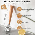 Meat Tenderizer Hammer, 14 oz Heavy Duty Meat Mallet Pounder | Fist-Shaped, Wood-Grain Non-Slip Handle, Dual-Sided Kitchen Hammer for Steak, Chicken & Pork
