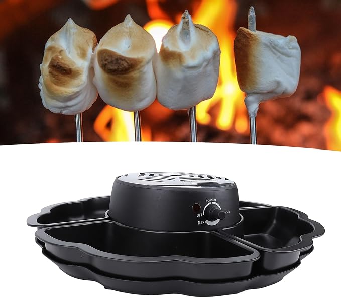 2 in 1 Smores Maker Tabletop, Flameless Electric Roaster, 4 Detachable Trays & 4 Roasting Forks, Gift Set & Date Night Idea. Movie Night Supplies & Housewarming Gift