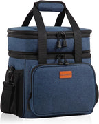 Expandable Lunch Box Cooler Bag - Insulated Soft Lunch Bag for Men Women - Large Lunchbox for Adults Work Camping Outdoor Travel Blue 16L