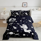 Feelyou Solar System Comforter Set Twin Size Outer Space Comforter for Kids Teens Adults Universe Planets Bedding Set Cute Astronaut Blue White Duvet Set Room Decor 2Pcs with 1 Pillow Case