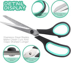 LONGKEY 8.5" Scissors 3-Pack, Ultra Sharp Stainless Steel, Black | All Purpose Scissors for Office Home School, Soft Comfort-Grip Right/Left Hand