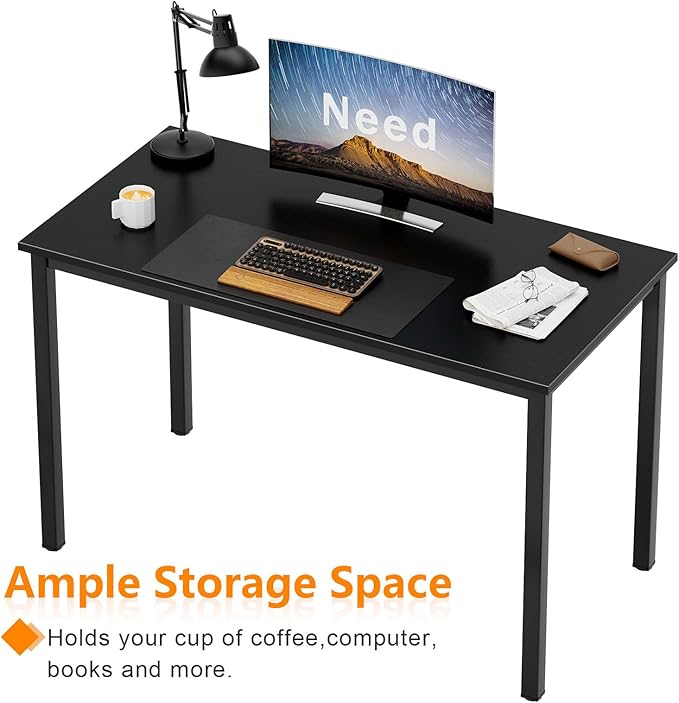 Need Small Computer Desk Writing Desk 39 3/8'' L Study Desk for Small Space Gaming Desk Sturdy and Heavy Duty Home Office Desk for Dormitory/Meeting Room AC3CB(100 * 60) Beside Table,Black/Black