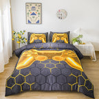 NTBED Game Console Comforter Set for Boys Girls Kids Geometric Lightweight Microfiber Bedding Sets (Gold, Full)