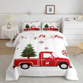 Christmas Tree Comforter Set Twin Size Red Truck Bedding Set Boys Girls Red Xmas Gift Snowflakes Comforter for Teens Bedroom Decor Elk Deer Christmas Decorations Bedding Duvet Set