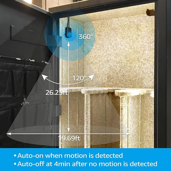 TORCHSTAR LED Safe Lighting Kit, (6) 12 Inch Linkable Light Bars + Motion Sensor + UL Power Adapter, 900LM, Input 100-240V, for Under Cabinet Gun Safe Locker Closet Showcase, 3000K Warm White