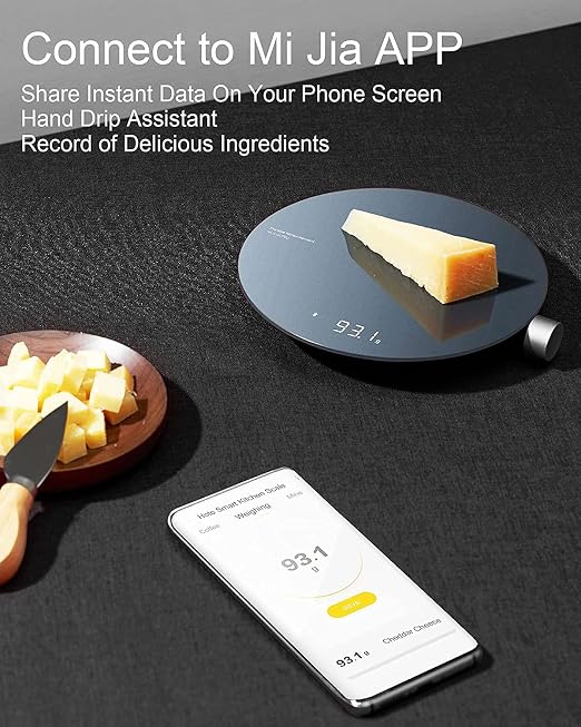 HOTO Smart Food Scale, Kitchen Scale, Food Scales Digital Weight Grams and Oz, Coffee Scale, Kitchen Scale with 0.1g High Precise Sensor, Measures in 4 Units (g/ml/oz/lb: oz)，Batteries Not Included