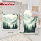 Misty Forest Mountain Heat-Resistant Silicone Oven Mitts and Pot Holders,Long Oven Gloves with Non-Slip Grip for Cooking, Baking, Grilling,BBQ