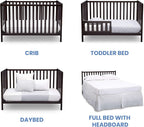 Delta Children Heartland 4-in-1 Convertible Crib, Dark Chocolate + Delta Children Twinkle Galaxy Dual Sided Recycled Fiber Core Crib and Toddler Mattress (Bundle)