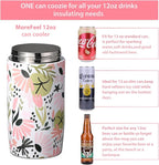 Morefeel 4-in-1 Insulated Can Cooler for 12 oz Cans & Bottles | 304 Stainless Steel Can Holder Fits 12 Oz Slim Cans, Standard Cans, Beer Bottles & Works as A Open Cup; Dishwasher Safe