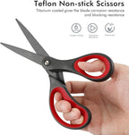 LIVINGO Scissors All Purpose Heavy Duty 8" Office Titanium Non Stick 2 Pack | Sharp Stainless Steel Blade, Comfort Grip Handle, DIY Craft, Paper Fabric Cutting, Home School Supplies