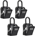 Portable Key Lock Box,Key Holder Safe Security Lock Box for Indoor, Outdoor, Garage, Garden, Store (4 Pack, Black)