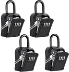 Portable Key Lock Box,Key Holder Safe Security Lock Box for Indoor, Outdoor, Garage, Garden, Store (4 Pack, Black)