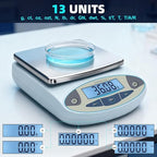 Lab Scale High Accuracy,13 Unit 0.01g High Precision Digital Analytical Balance, Electronic Laboratory Precision Gram Scale Digital Kitchen/Jewelry/Scientific Scale (3000 x 0.01g)
