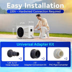 Aquastrong Inverter Swimming Pool Heat Pump, 75,000 BTU 21,000 Gallons Electric Pool Heater for Above Ground and Inground Pool, WiFi Capable Timer, Heating and Cooling Pool Heater 220V