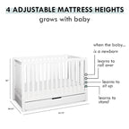 Carter's by DaVinci Colby 4-in-1 Convertible Crib with Trundle Drawer in White, Greenguard Gold Certified, Undercrib Storage