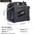 COOZMENT 3.2 Gallon/5 Gallon Water Containers with Spigot, BPA Free Water Jug, Military Green Water Tank, Multifunction Water Storage Containers for Camping Outdoor Hiking,Emergency Storage