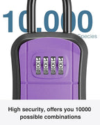 Puroma Key Lock Box Outdoor 4 Digit Code Combination Lockbox House 1 Purple | For Contractors Guest Realtor Storage Keys, Portable, Home Wall Mount, Resettable, Combination, Weatherproof, High-capacity