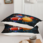 Axolotl Ball Game Bedding Set Queen,Basketball Comforter Set Sports Bedding,Volleyball Comforter Set Soccer Bedding,Football Comforter Colorful Grunge Style for Kids Boys Teens,1 Quilt 2 Pillowcases