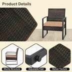 3 Pieces Patio Furniture Set, Outdoor Patio Set, Patio Bistro Set, All-Weather Wicker Conversation Set with Cushions Table for Porch Backyard (Brown-Brown)