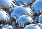 Nerien Gazing Ball, Stainless Steel Garden Mirror Globe, Polished Ornament Sphere, Hollow Floating Reflective Hemisphere, for Home Outdoor Pond Housewarming Swimming Pool Decoration, Sliver, 6Pcs Mix