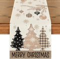 Artoid Mode Brown Pine Trees Snowflake Merry Christmas Table Runner, Winter Xmas Holiday Kitchen Dining Table Decoration for Home Party Decor 13x72 Inch