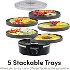 Elite Gourmet EFD319BNG Food Dehydrator, 5 BPA-Free 11.4" Trays, Black/Grey | Adjustable temperature controls - makes jerky, herbs, fruit & veggies into dried snacks - also great for mushrooms