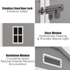 Outdoor Shed 5x3/6x4/7x7/8x6/8x10/8x12 FT, 15MM Thick PP Resin Plastic Shed with Lockable Door & Floor - Waterproof Plastic Tool Shed for Bike, Garbage Can, Backyard, Patio ﻿ ﻿ (Grey, 8x10FT)