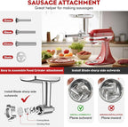 Meat Grinder & Stainless Steel Slicer Shredder Attachment for KitchenAid | Sausage Stuffer, Food Slicer, Shredder, Cheese Grater & Salad Maker, 4 Plates, 4 Blades, Food-Grade Metal, COFUN