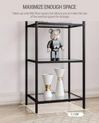 Bookcase Bookshelf, Tempered Glass Bookshelves, Slim Shelving Unit for Bedroom, Bathroom, Home Office, Steel Frame, 6 Tier Black BC10601B
