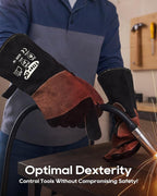 TOPDC Welding Gloves 16Inch 1000℉Heat/Fire Resistant Reinforced Leather Fireproof Gloves with Kevlar Stitching for Mig, Tig, Stick, Forge, BBQ, Grill, Oven, Fireplace, Furnace, Animal Handling, SMALL