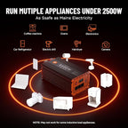 2500 Watt Power Inverter 12V DC to 110V/120V AC Converter Peak Power 5000W Car Inverter with LCD Display 3 AC Outlets, 2 USB & Type-C Port for RV,Truck,Off-Grid Solar System with Remote Controller